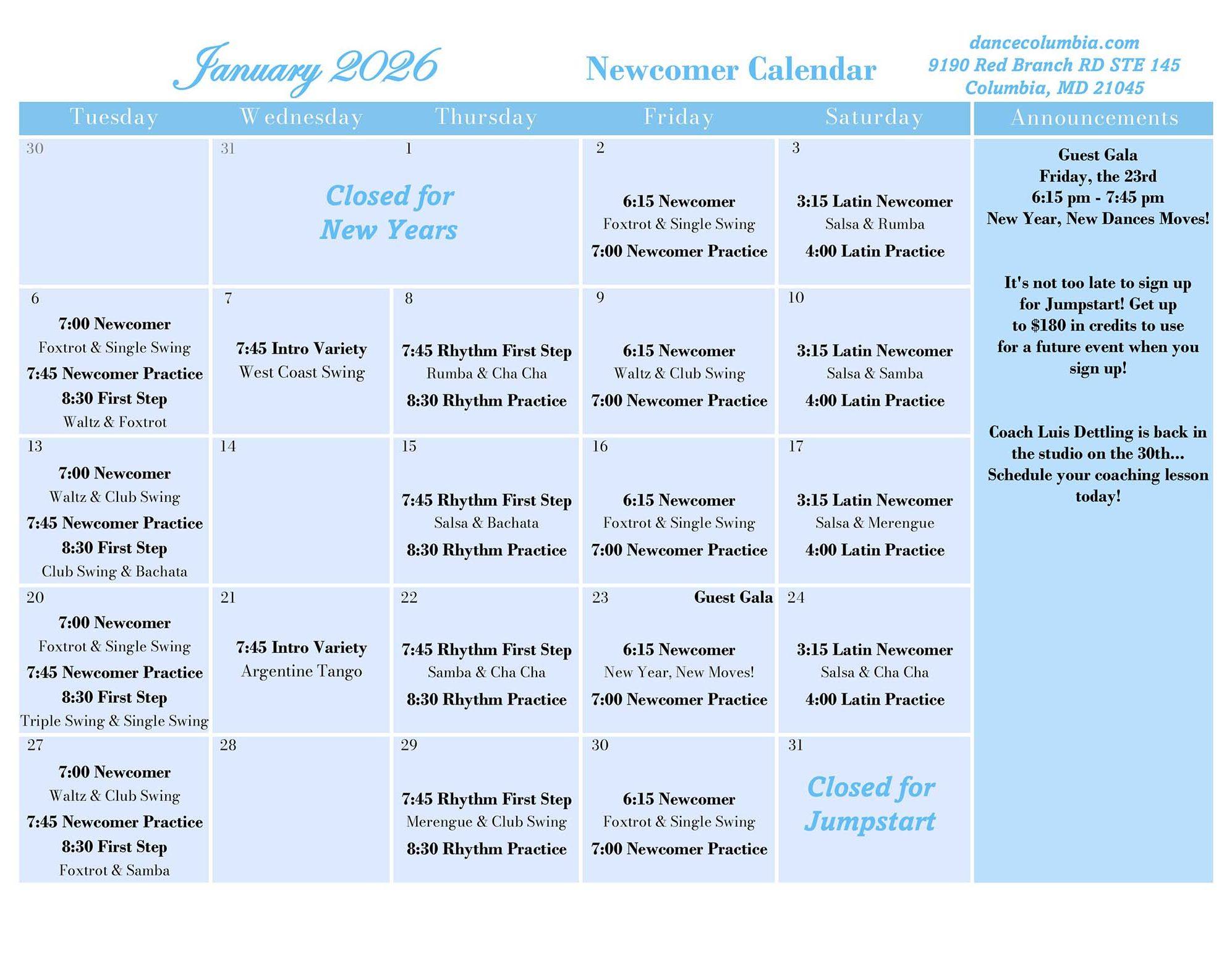 January Newcomer 2026