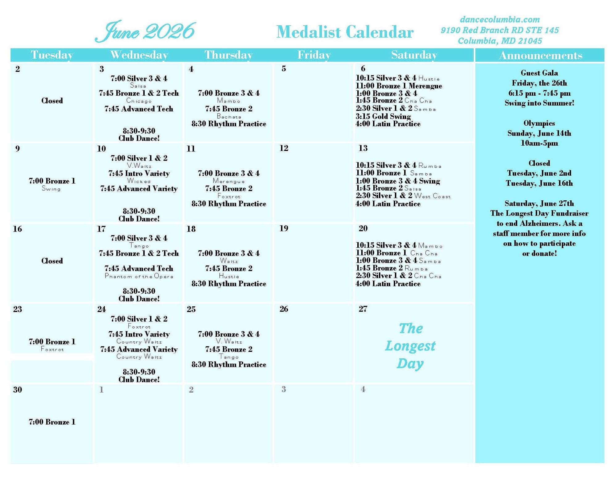 June 2026 - Medalist Calendars